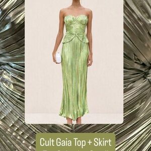 Cult Gaia Metallic Green Strapless Ensemble